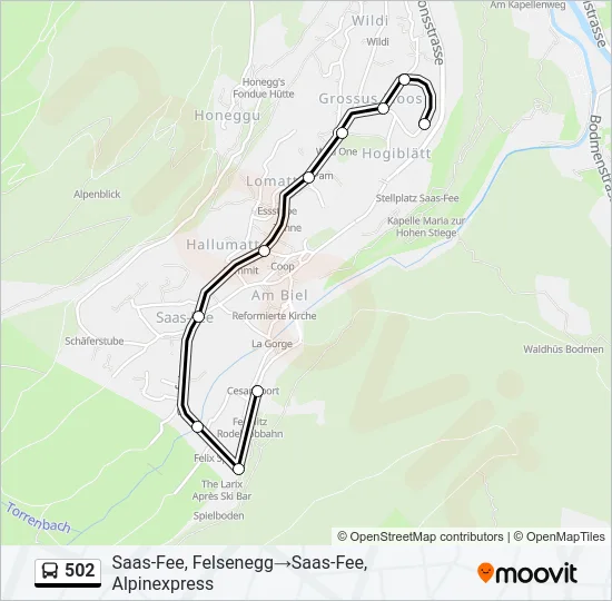 502 Bus Line Map