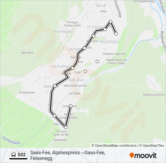 502 Bus Line Map