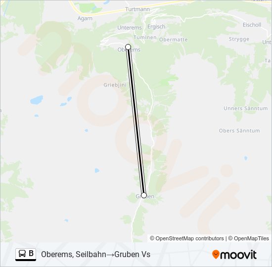 B Bus Line Map