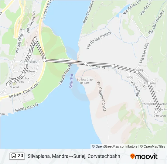 Plan de la ligne 20 de bus
