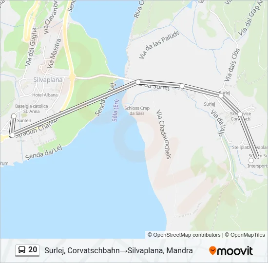 Plan de la ligne 20 de bus