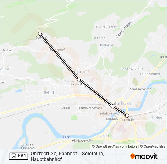 EV1 Bus Line Map
