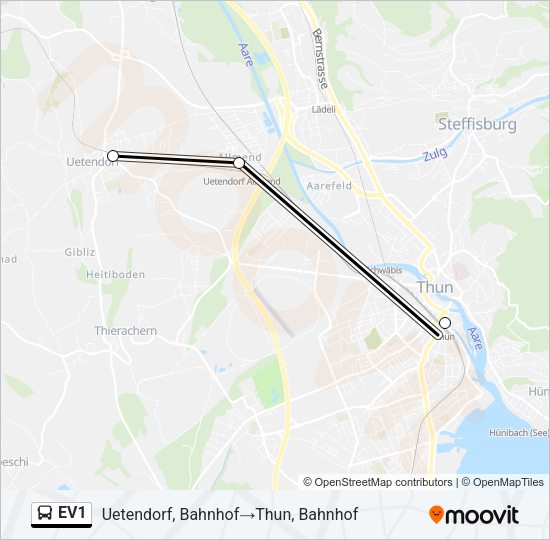 EV1 Bus Line Map