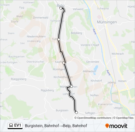 EV1 Bus Line Map
