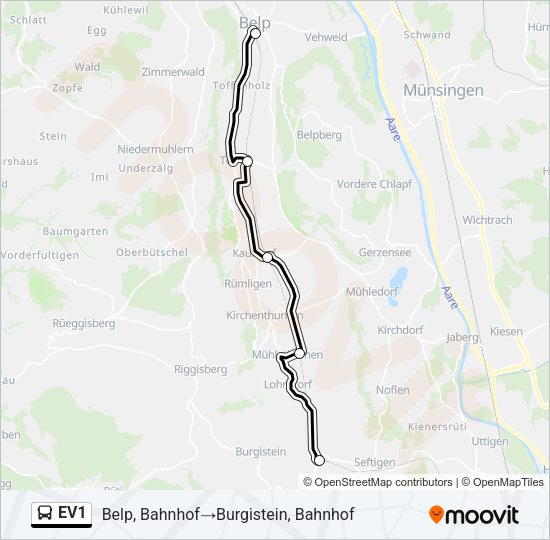 EV1 Bus Line Map