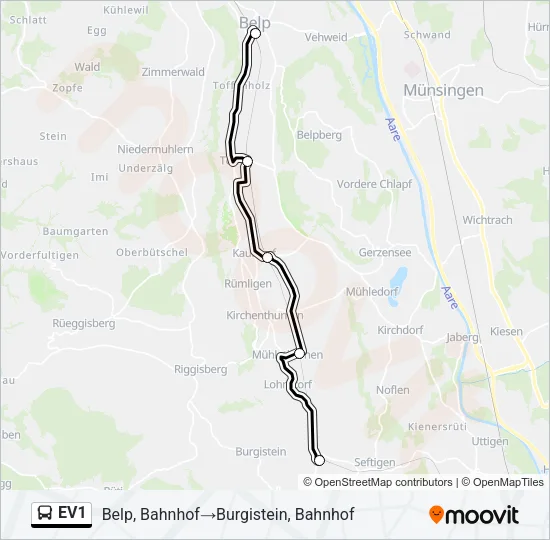 EV1 Bus Line Map