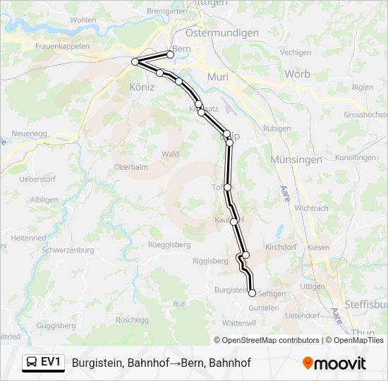 EV1 Bus Line Map
