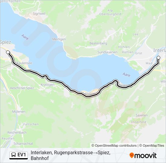 EV1 Bus Line Map