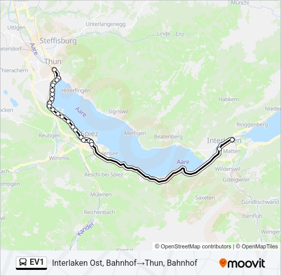 EV1 Bus Line Map