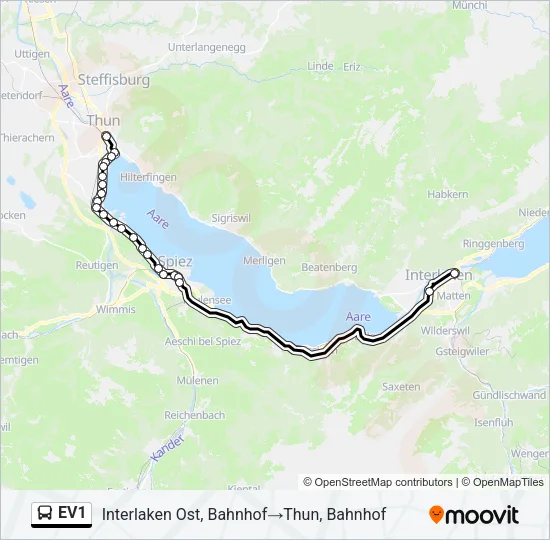EV1 Bus Line Map
