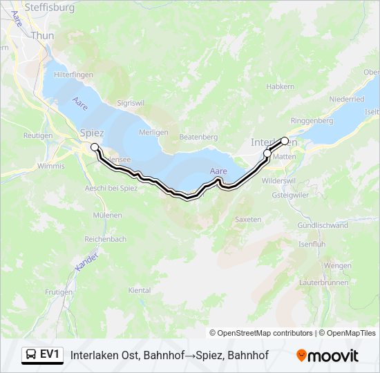 EV1 Bus Line Map