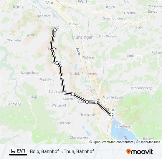 EV1 Bus Line Map