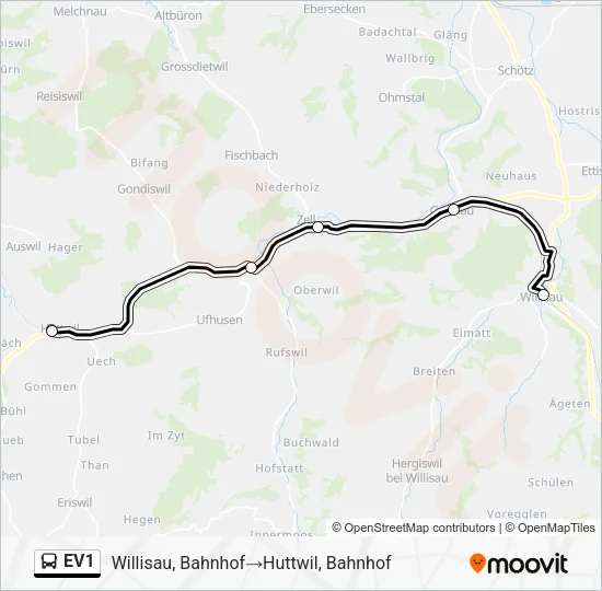 EV1 Bus Line Map