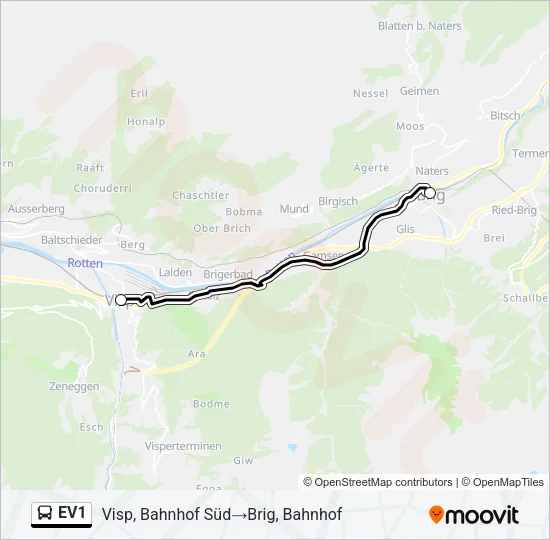 EV1 Bus Line Map
