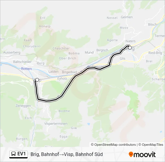 EV1 Bus Line Map