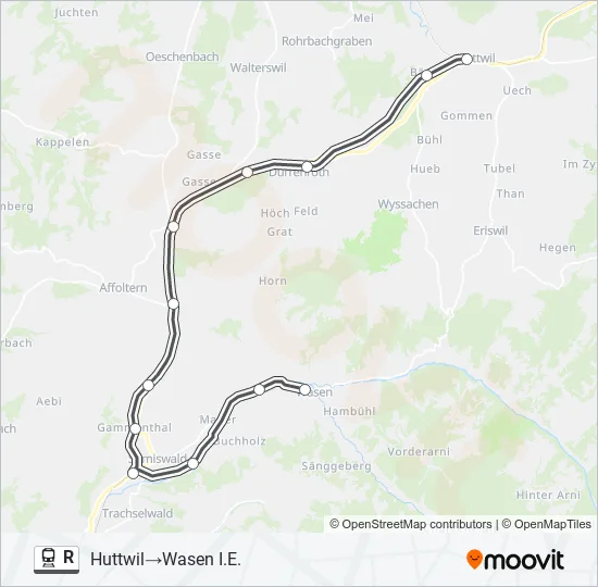 Plan de la ligne R de train