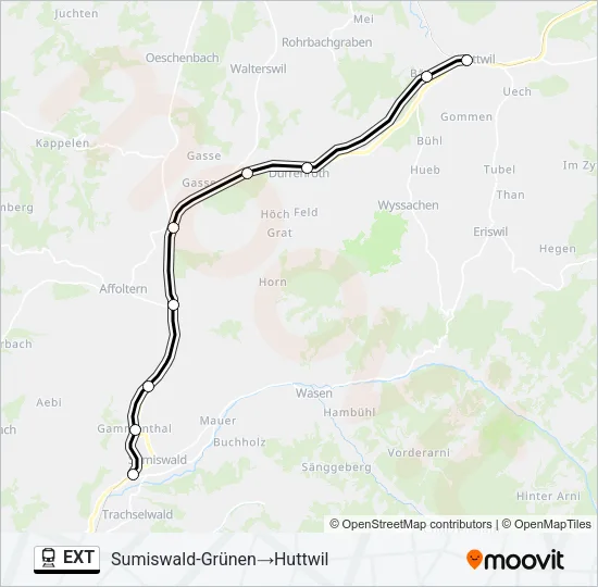 Plan de la ligne EXT de train