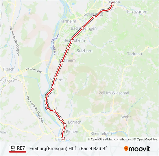RE7 Train Line Map