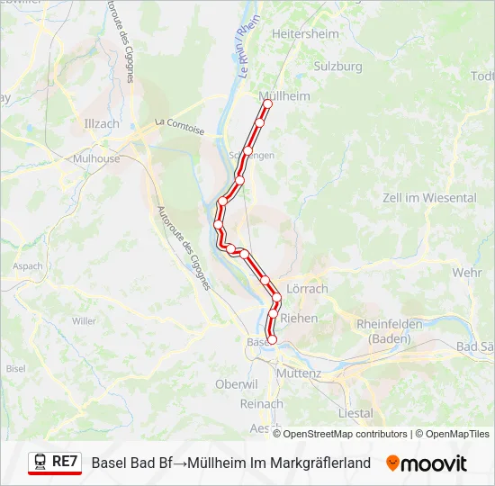 RE7 Train Line Map