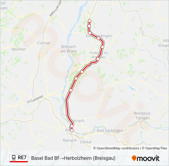 RE7 Train Line Map
