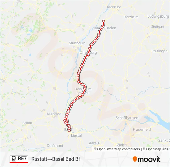RE7 Train Line Map
