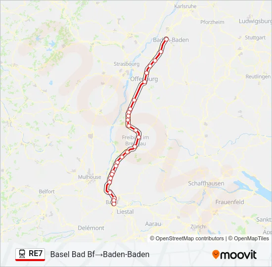 Plan de la ligne RE7 de train