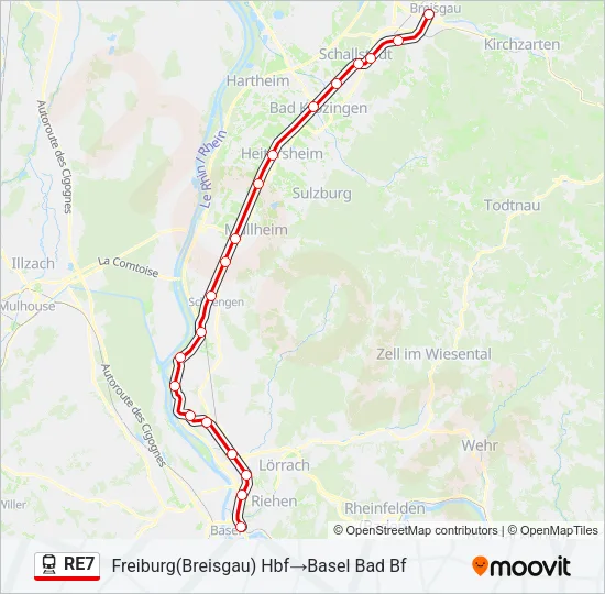 RE7 Train Line Map