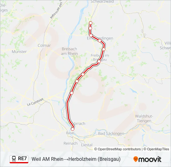 Plan de la ligne RE7 de 