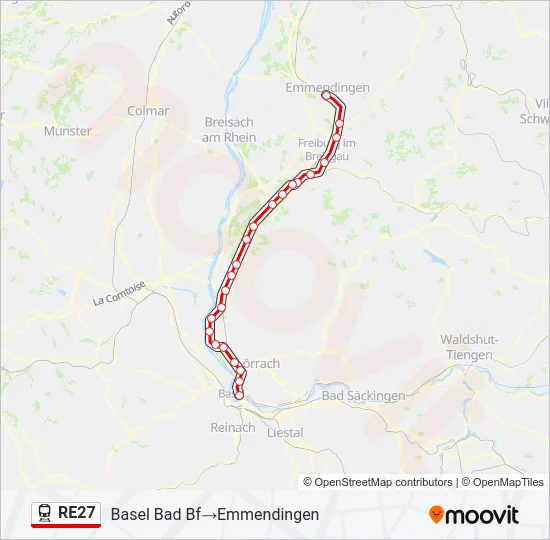 Plan de la ligne RE27 de train
