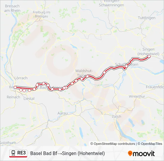 RE3 Train Line Map