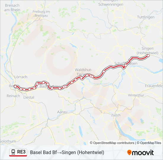 RE3 Train Line Map