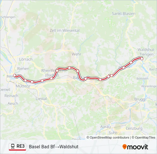 RE3 Train Line Map