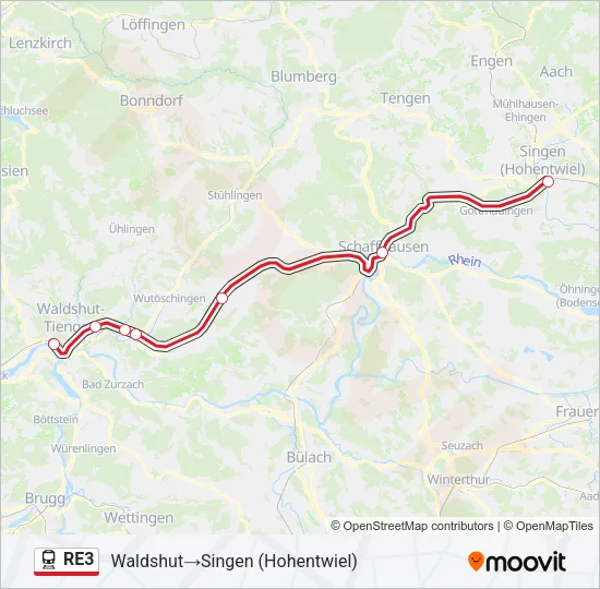 Plan de la ligne RE3 de train