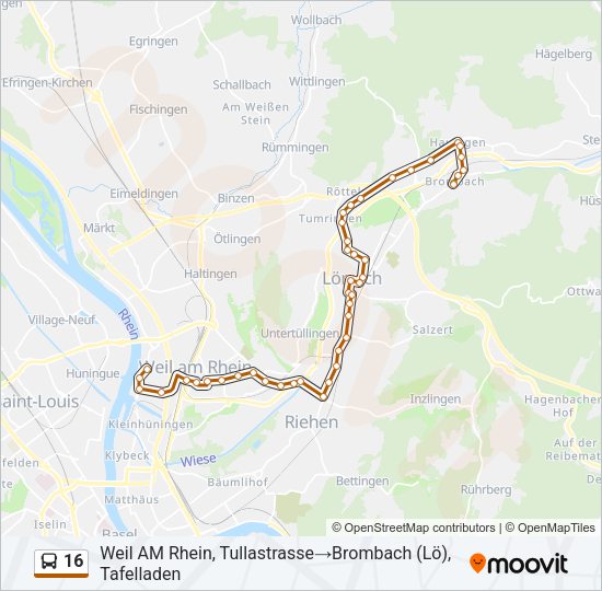 16 Bus Line Map