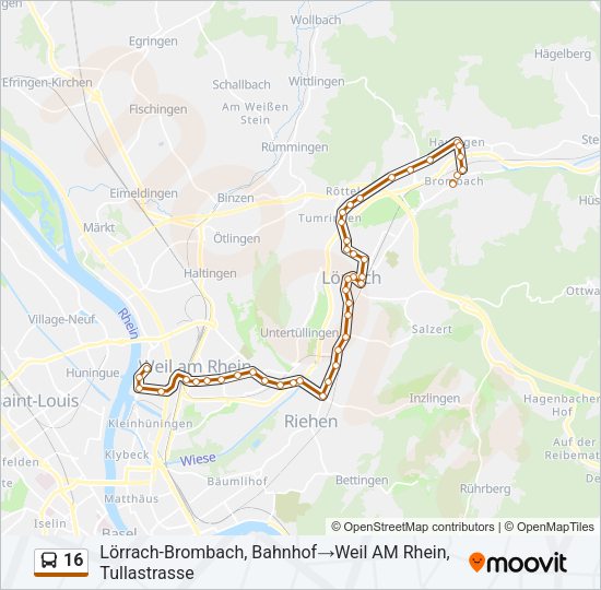 16 Bus Line Map