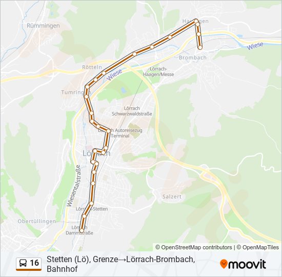 16 Bus Line Map