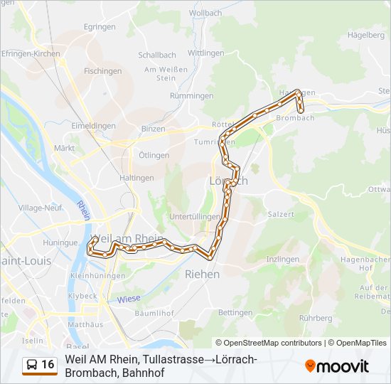 16 Bus Line Map