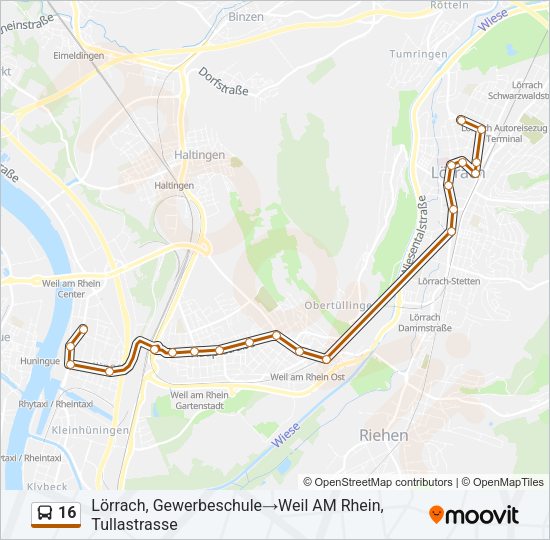 16 Bus Line Map
