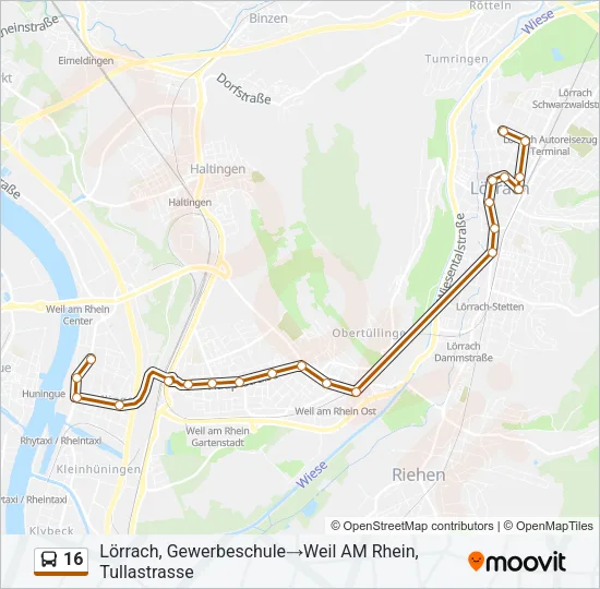 16 Bus Line Map