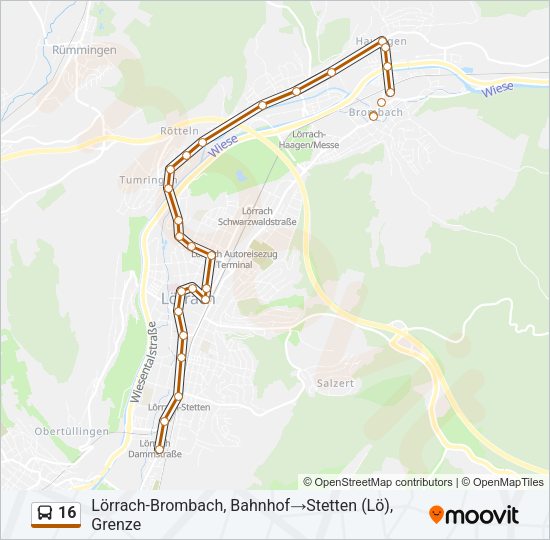 16 Bus Line Map