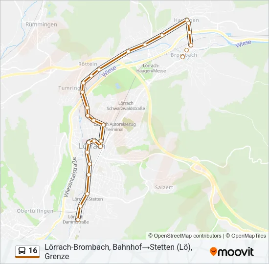 16 Bus Line Map