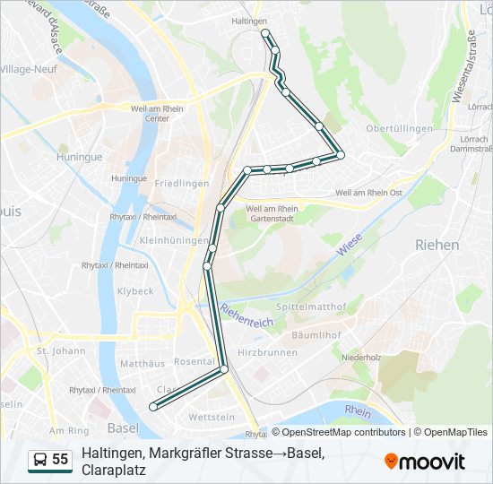 55 Bus Line Map