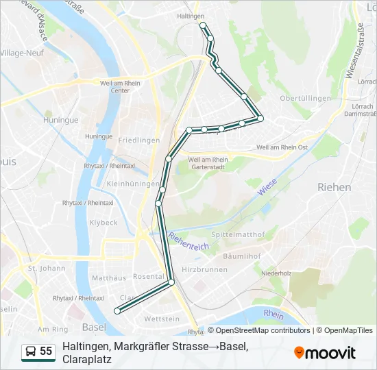 55 Bus Line Map
