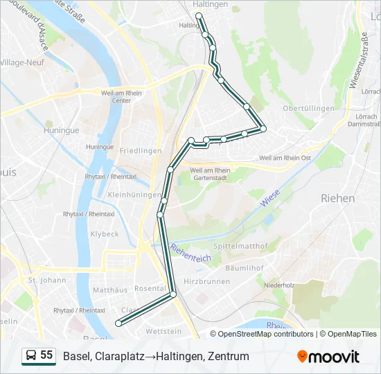 55 Bus Line Map