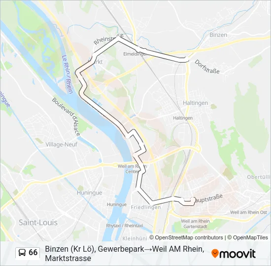 66 Bus Line Map