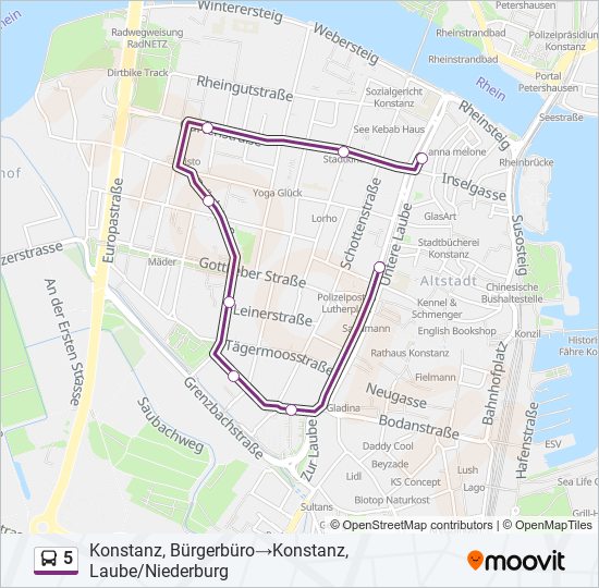 5 Bus Line Map