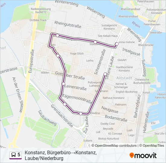 5 Bus Line Map
