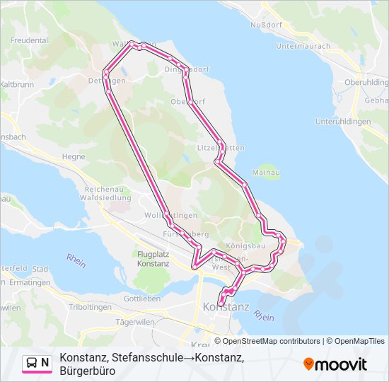 N Bus Line Map