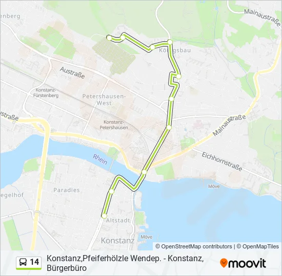 14 Bus Line Map