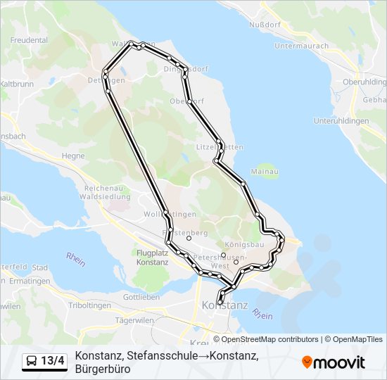 13/4 Bus Line Map